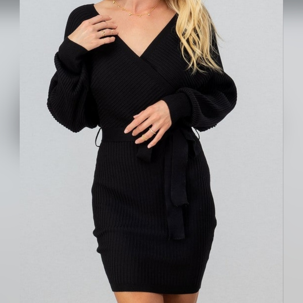 Off The Shoulder Ribbed Knit Dress